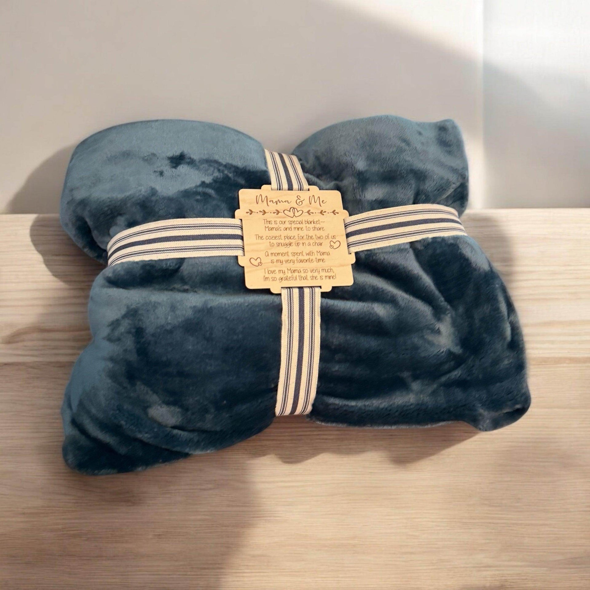 Personalized Blanket Gift Set with Custom Wooden Tag - Coastal Chaos LLC