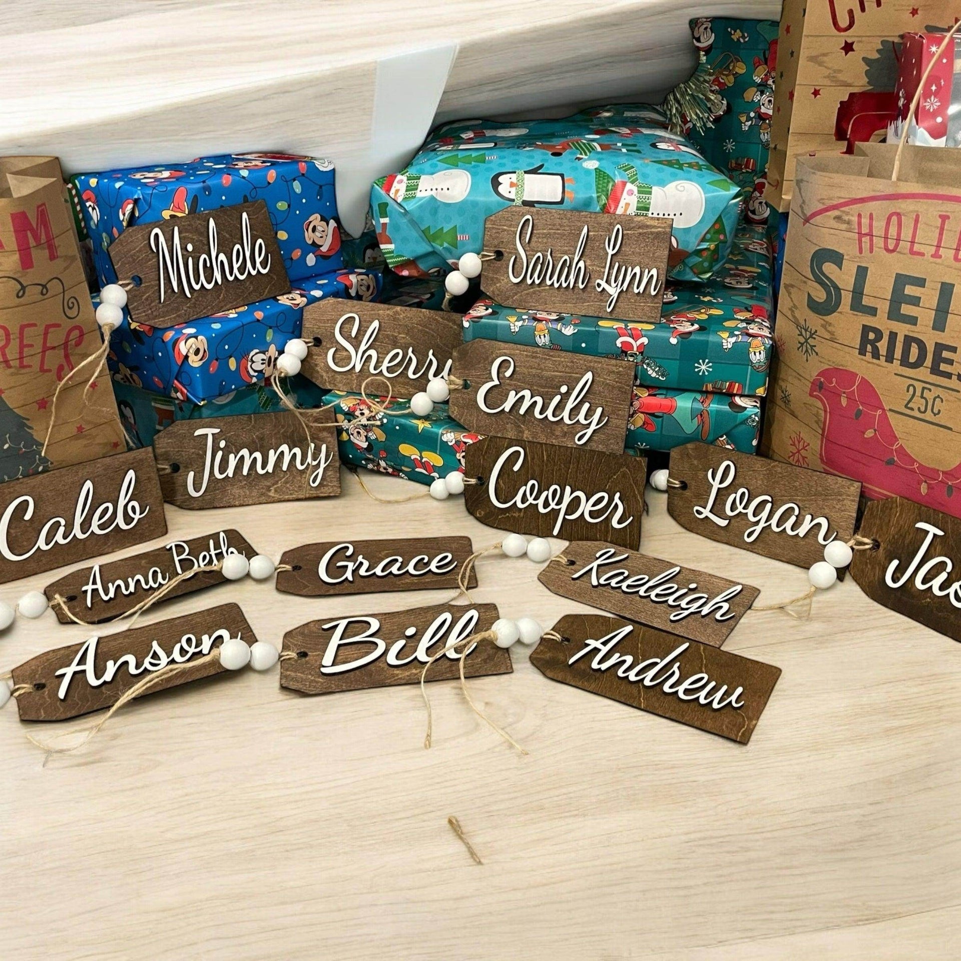 Christmas stocking tags, tags for Christmas gifts, tags for Christmas stockings - Coastal Chaos LLC
