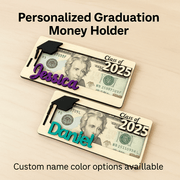 Personalized Graduation Money Holder | Class of 2025 Gift | Custom Grad Cap Cash Display | Senior Gift for Him or Her - Coastal Chaos LLC