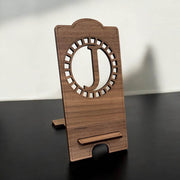 Custom Wood Phone Stand with Initial | Personalized Laser Cut Phone Holder | Walnut, Birch or White Oak | Gift for Him or Her - Coastal Chaos LLC