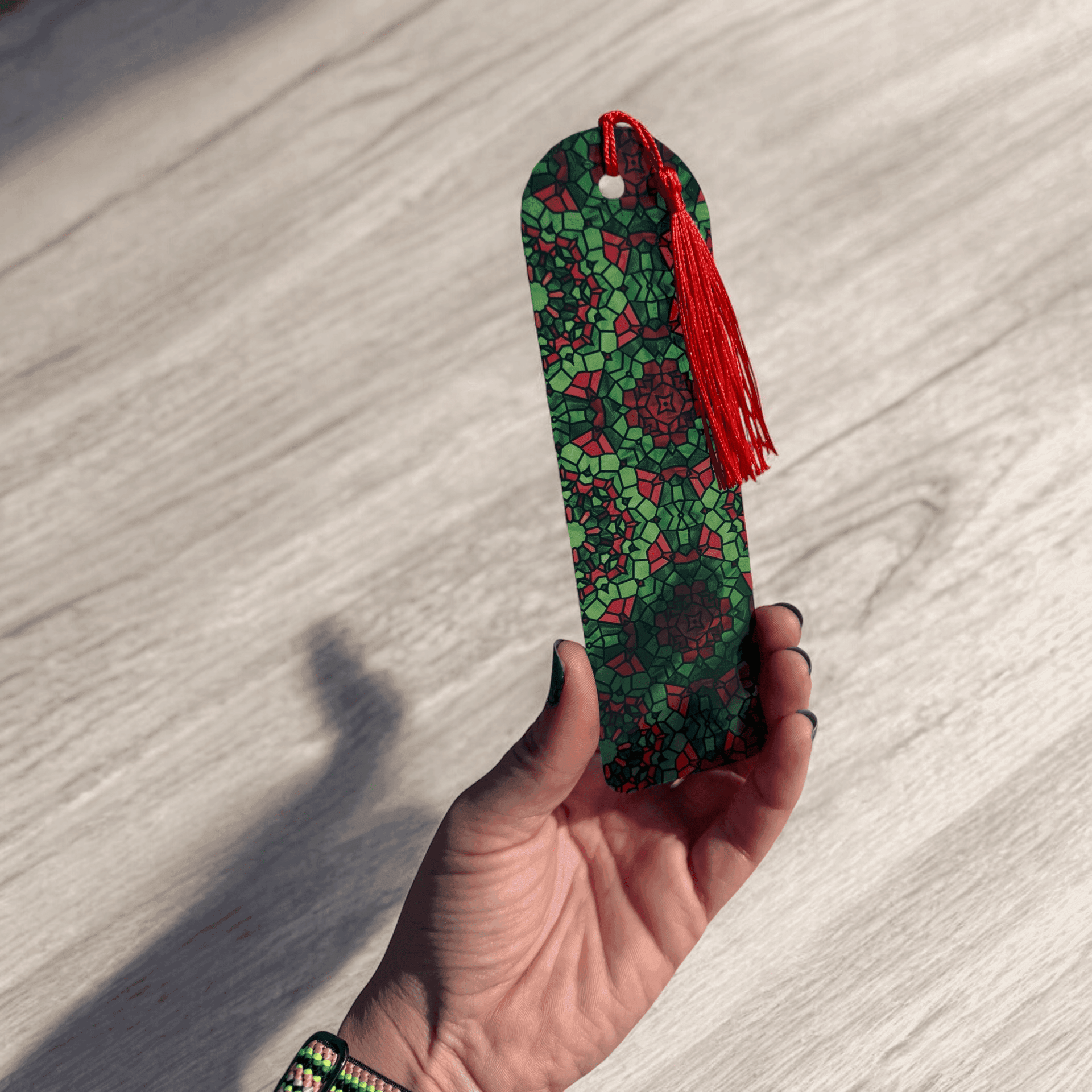 Custom made bookmark, bookish bookmark, acrylic bookmark with mosaic design - Coastal Chaos LLC