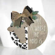 Cow Welcome Sign, farmhouse door hanger, where the herd is sign - Coastal Chaos LLC