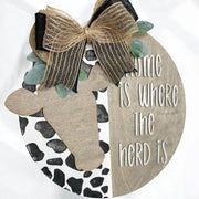 Cow Welcome Sign, farmhouse door hanger, where the herd is sign - Coastal Chaos LLC