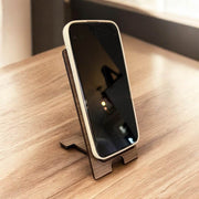 Custom Wood Phone Stand with Initial | Personalized Laser Cut Phone Holder | Walnut, Birch or White Oak | Gift for Him or Her - Coastal Chaos LLC