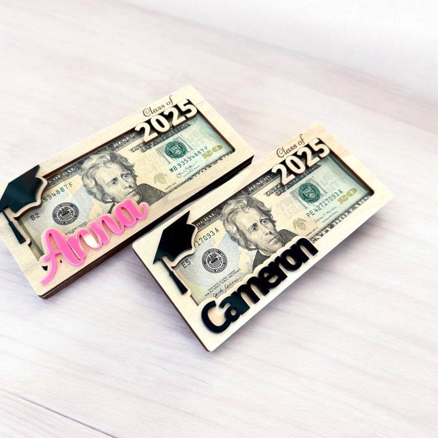 Personalized Graduation Money Holder | Class of 2025 Gift | Custom Grad Cap Cash Display | Senior Gift for Him or Her - Coastal Chaos LLC