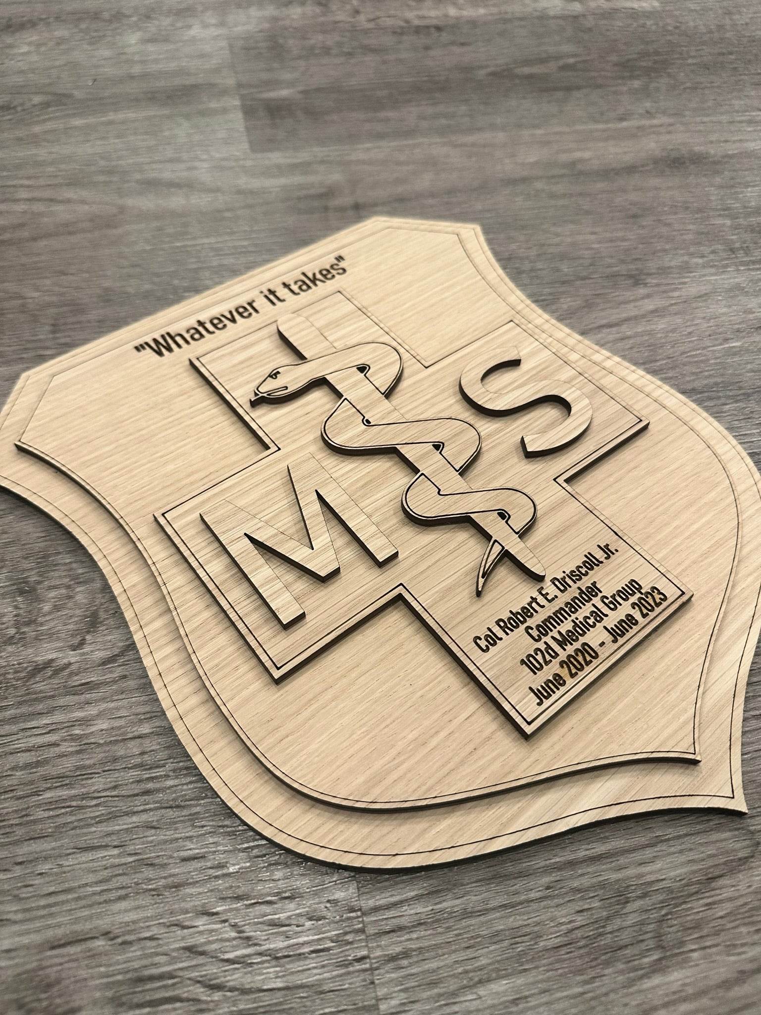 Custom MSC Shield Plaque – Laser Engraved Medical Service Corps Award | Personalized Military Retirement, Promotion, or Going Away Gift - Coastal Chaos LLC