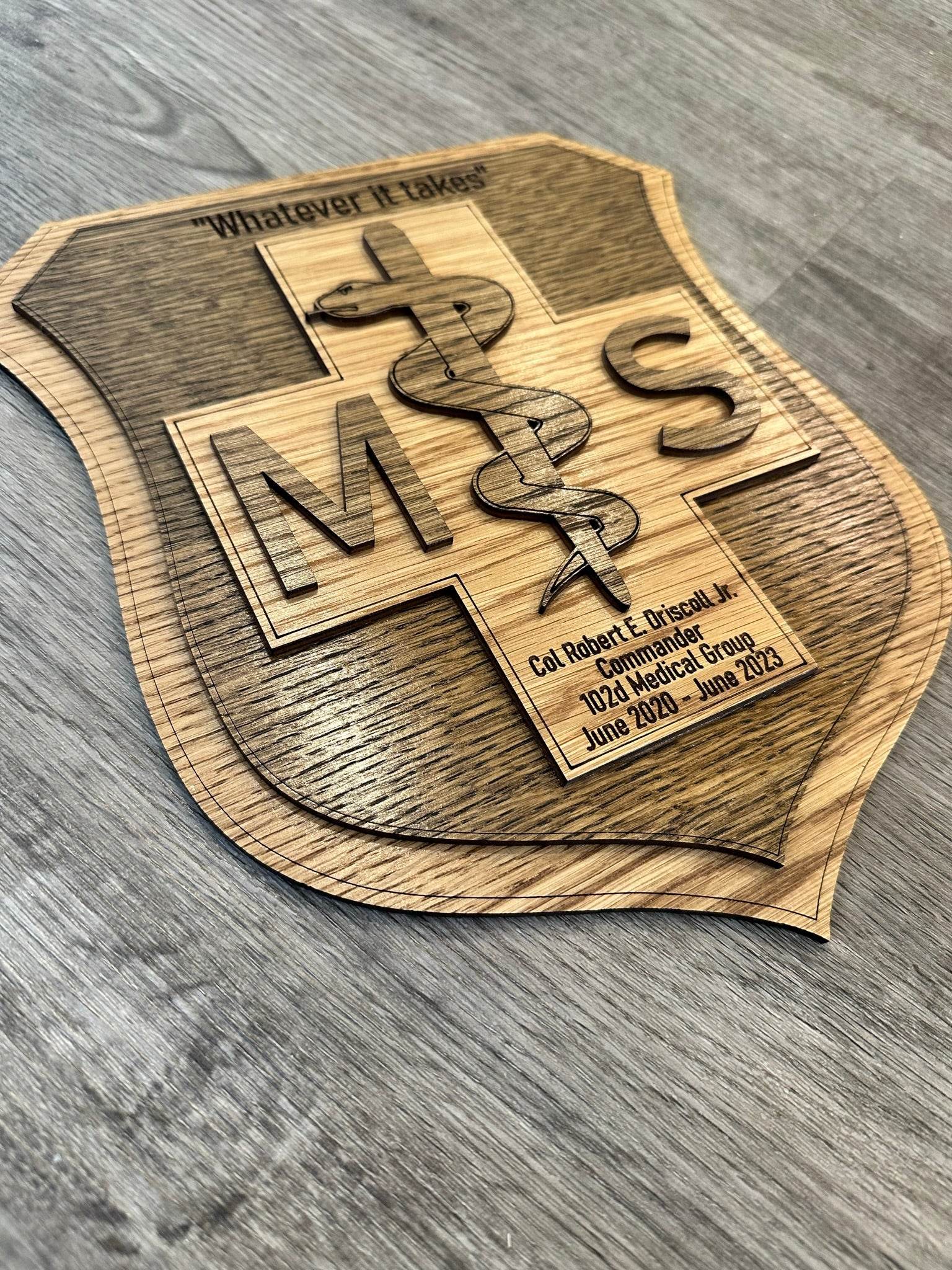 Custom MSC Shield Plaque – Laser Engraved Medical Service Corps Award | Personalized Military Retirement, Promotion, or Going Away Gift - Coastal Chaos LLC