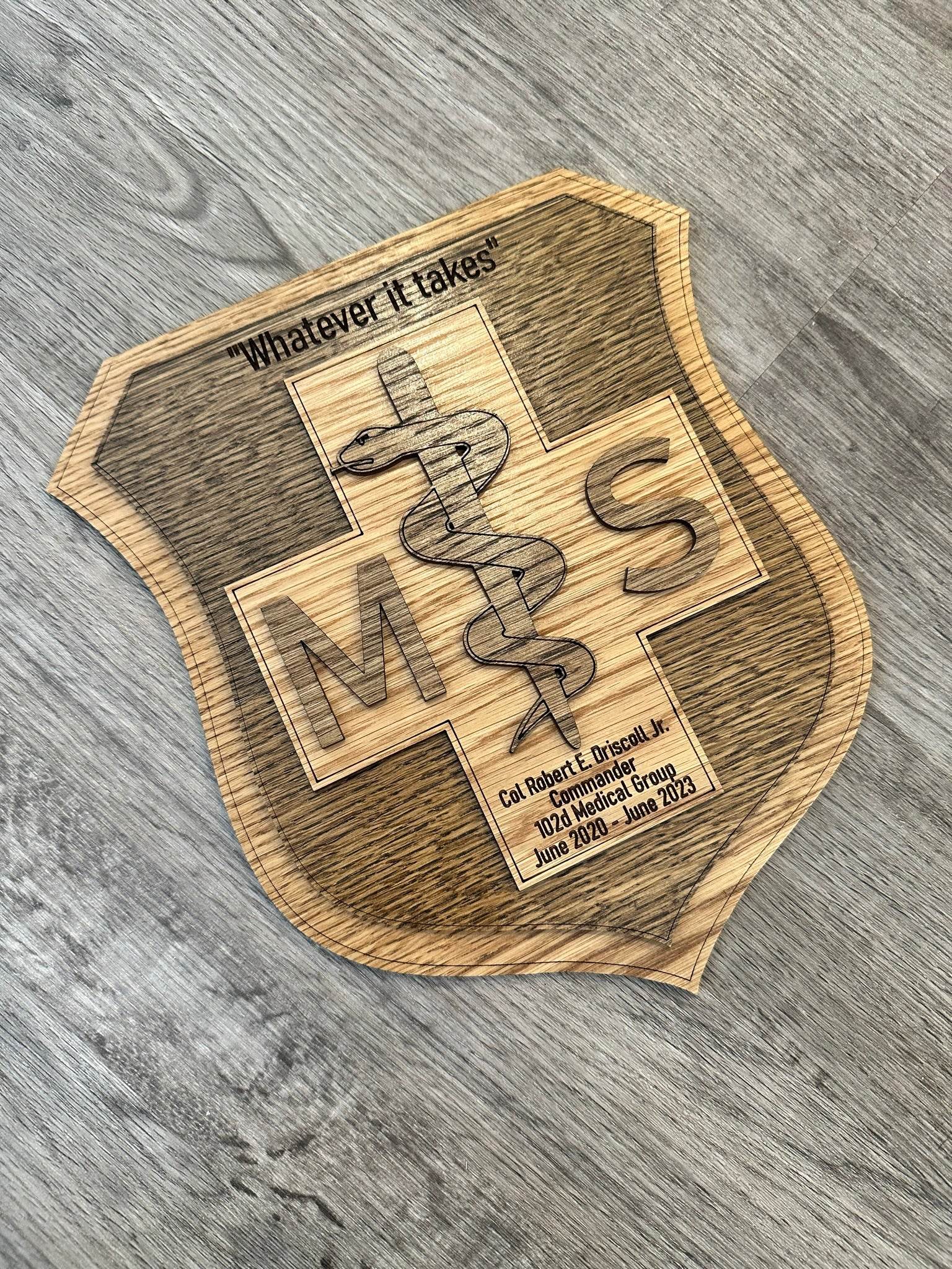Custom MSC Shield Plaque – Laser Engraved Medical Service Corps Award | Personalized Military Retirement, Promotion, or Going Away Gift - Coastal Chaos LLC