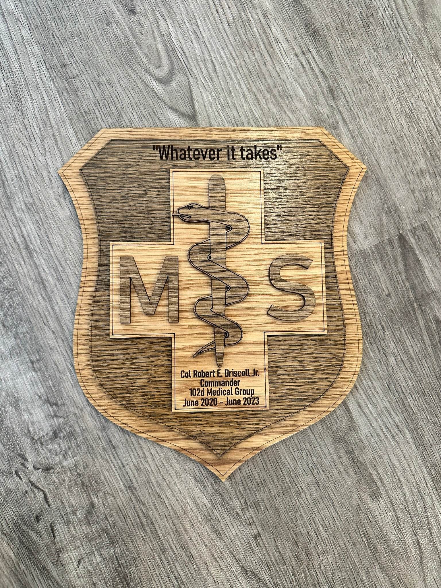 Custom MSC Shield Plaque – Laser Engraved Medical Service Corps Award | Personalized Military Retirement, Promotion, or Going Away Gift - Coastal Chaos LLC
