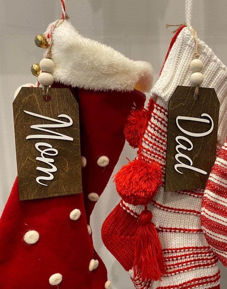 Christmas stocking tags, tags for Christmas gifts, tags for Christmas stockings - Coastal Chaos LLC